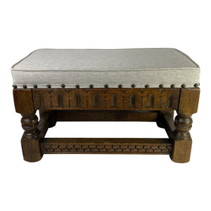 English Carved Upholstered Bench