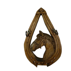 English Carved Wood Horse Coat Rack