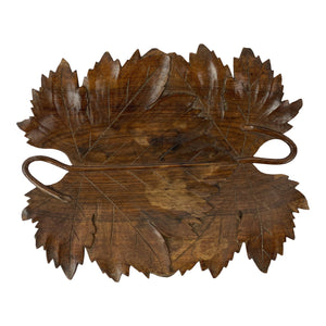 English Carved Wood Leaf Tray