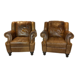 English Leather Club Chairs - a Pair
