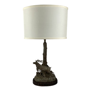English Metal Lamp With Stag
