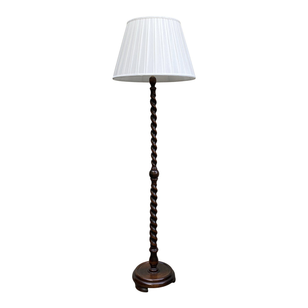 English Oak Barley Twist Floor Lamp