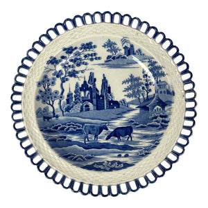 English Pearlware Willow Reticulated Plate
