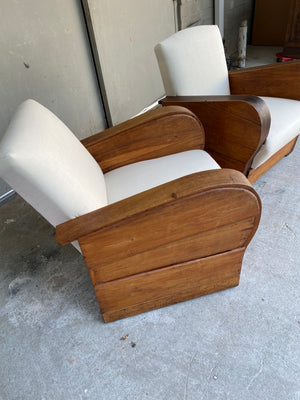 Pair French 1920’s Club Chairs