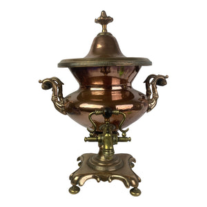 French Copper and Brass Samovar or Tea Urn