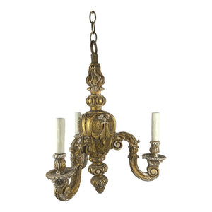 French Gilt Wood Chandelier