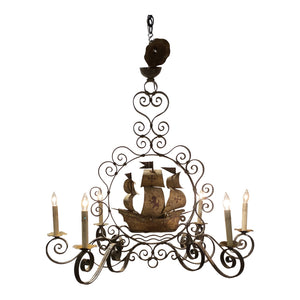French Iron Ship Chandelier