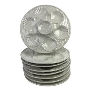 French White Oyster Plates, S/8