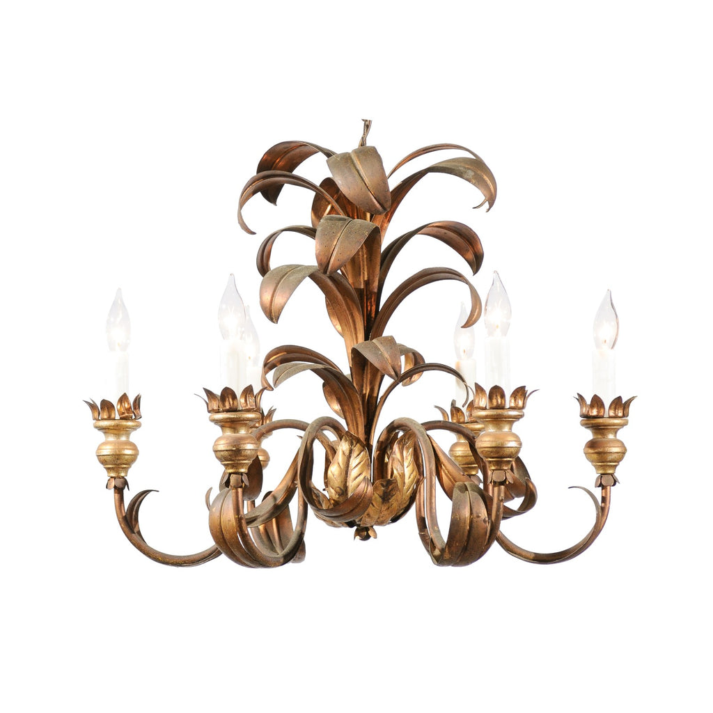 French Mid Century 6 Light Chandelier