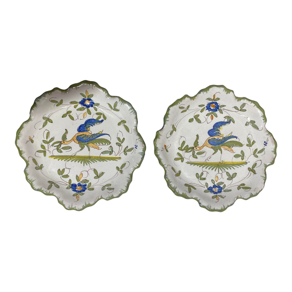 Martres-Tolosane Moustier Floral Faïence Small Plates, Pair