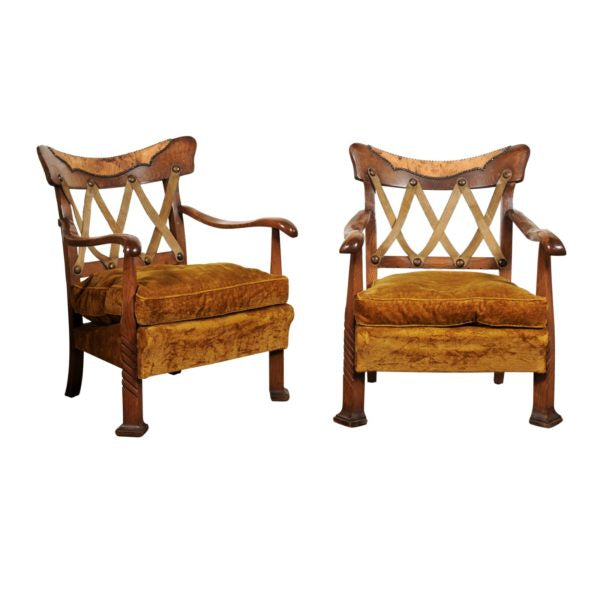 Pair of Art Deco Italian Chairs by Vittorio Valabrega
