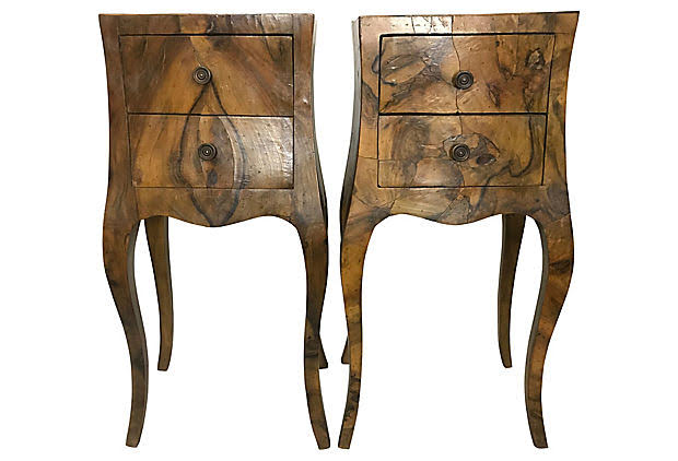 Pair of Small French Olivewood Side Tables