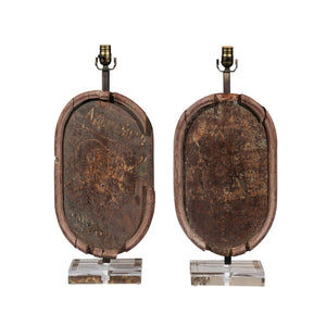 Pair of French Metal Plaques made into Lamps