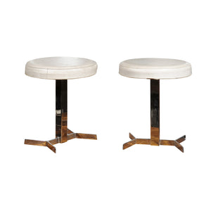 Pair of French Mid Century Chrome Stools