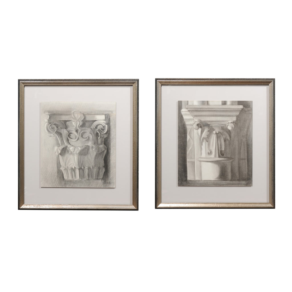 Pair of French Pencil Drawings from an Avignon Cathedral