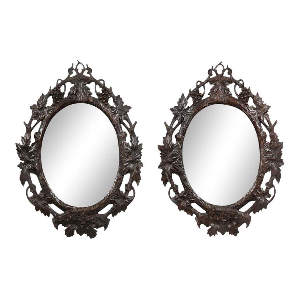 Pair of 19th C. Black Forest Mirror, Pair