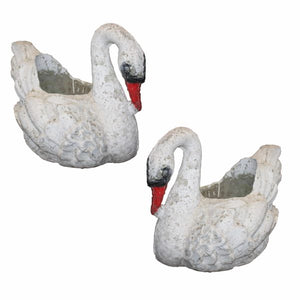 Pair of Antique Belgian Concrete Garden Swans
