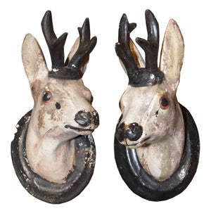 Pair of Plaster Stag’s Heads