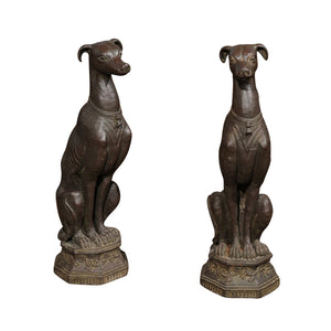 Pair of Belgian Metal Dogs on Stands