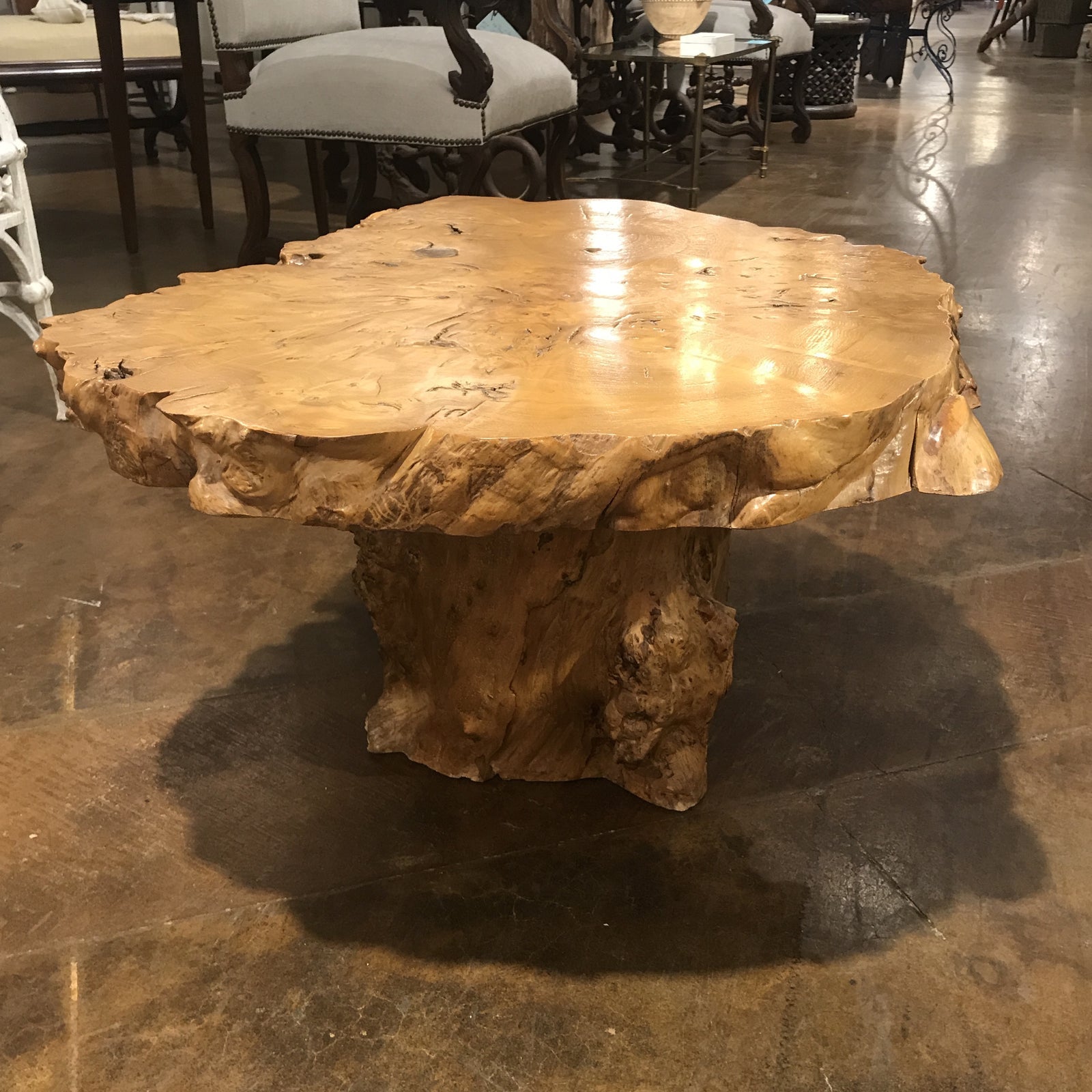 French Live Edge Cocktail Table, Signed