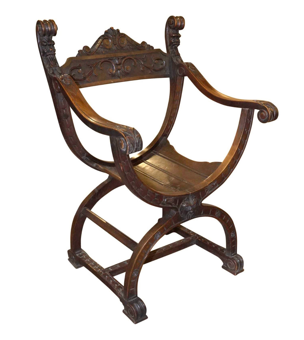 French Carved Savonarola Chair
