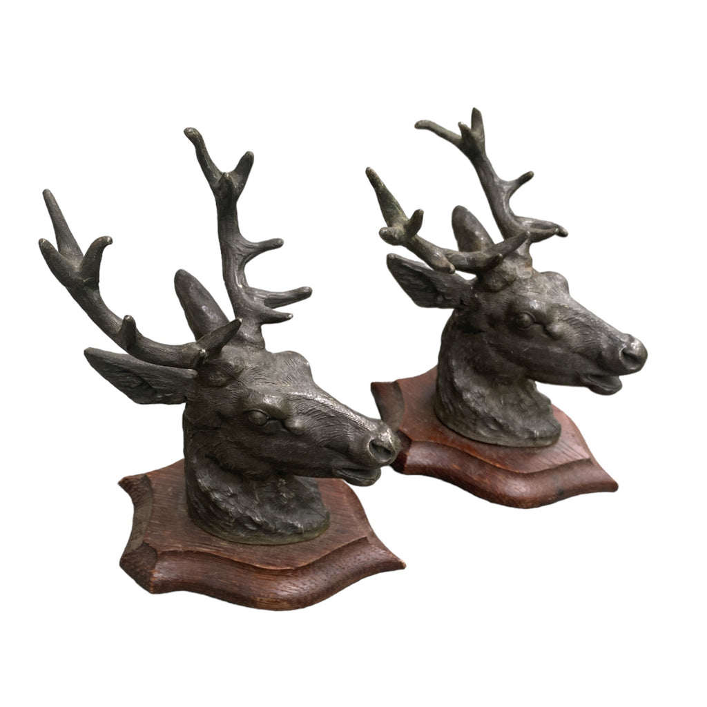 French Stag Plaques, Pair