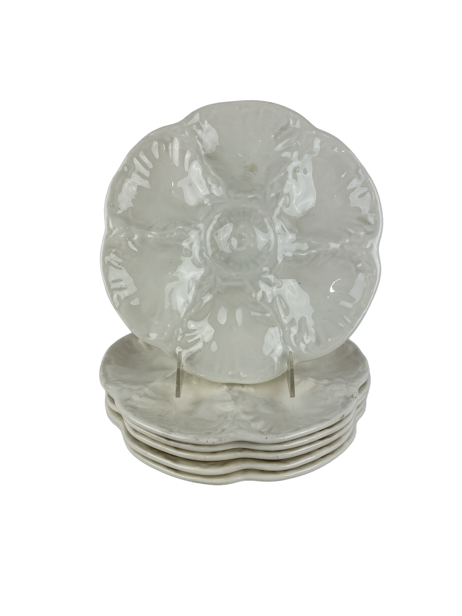 French White Oyster Plates, S/6