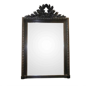 Ebonized Napoleon III Mirror, Carved Black Forest