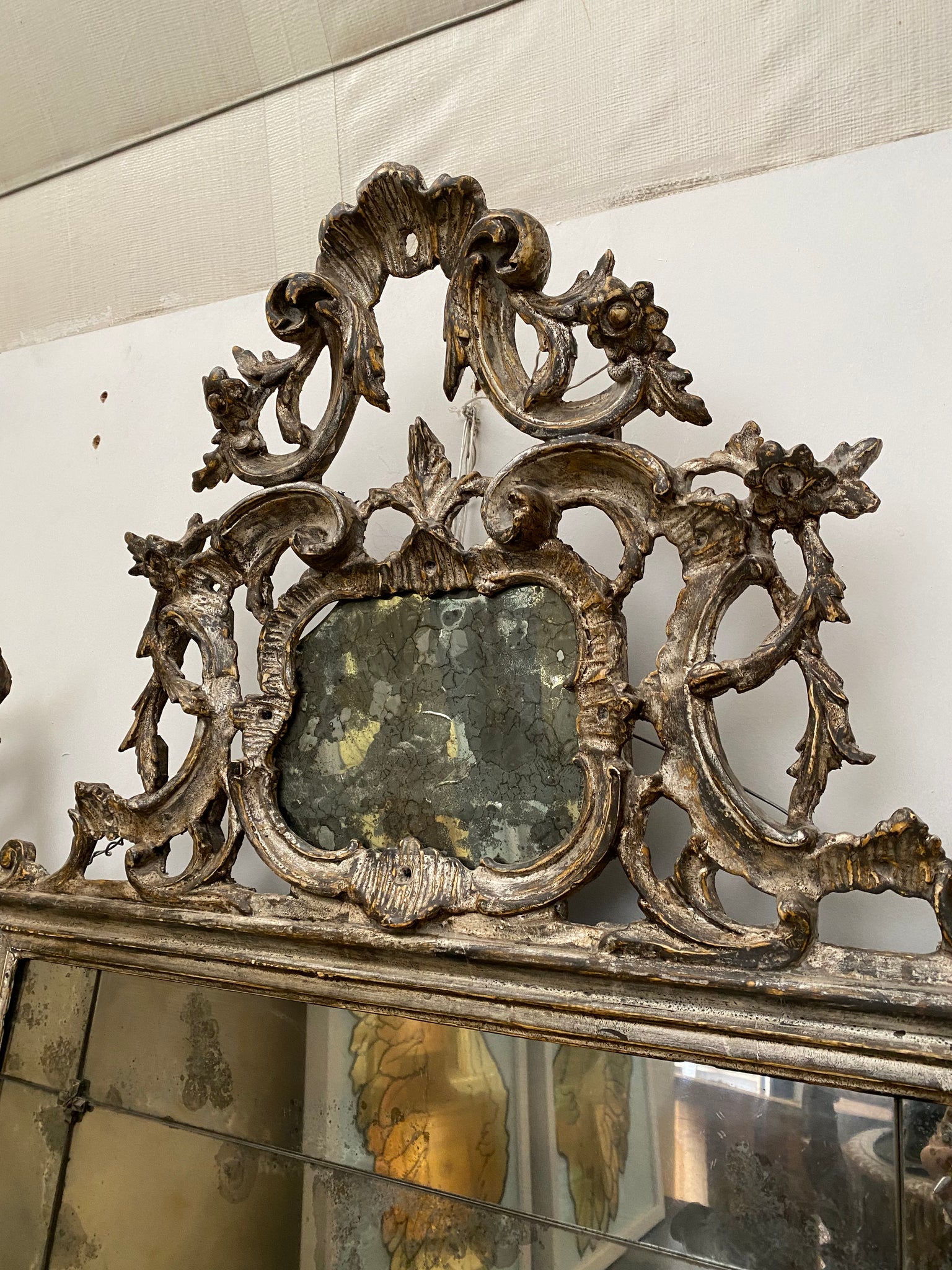 Italian 19th c. Silver Gilt Mirror