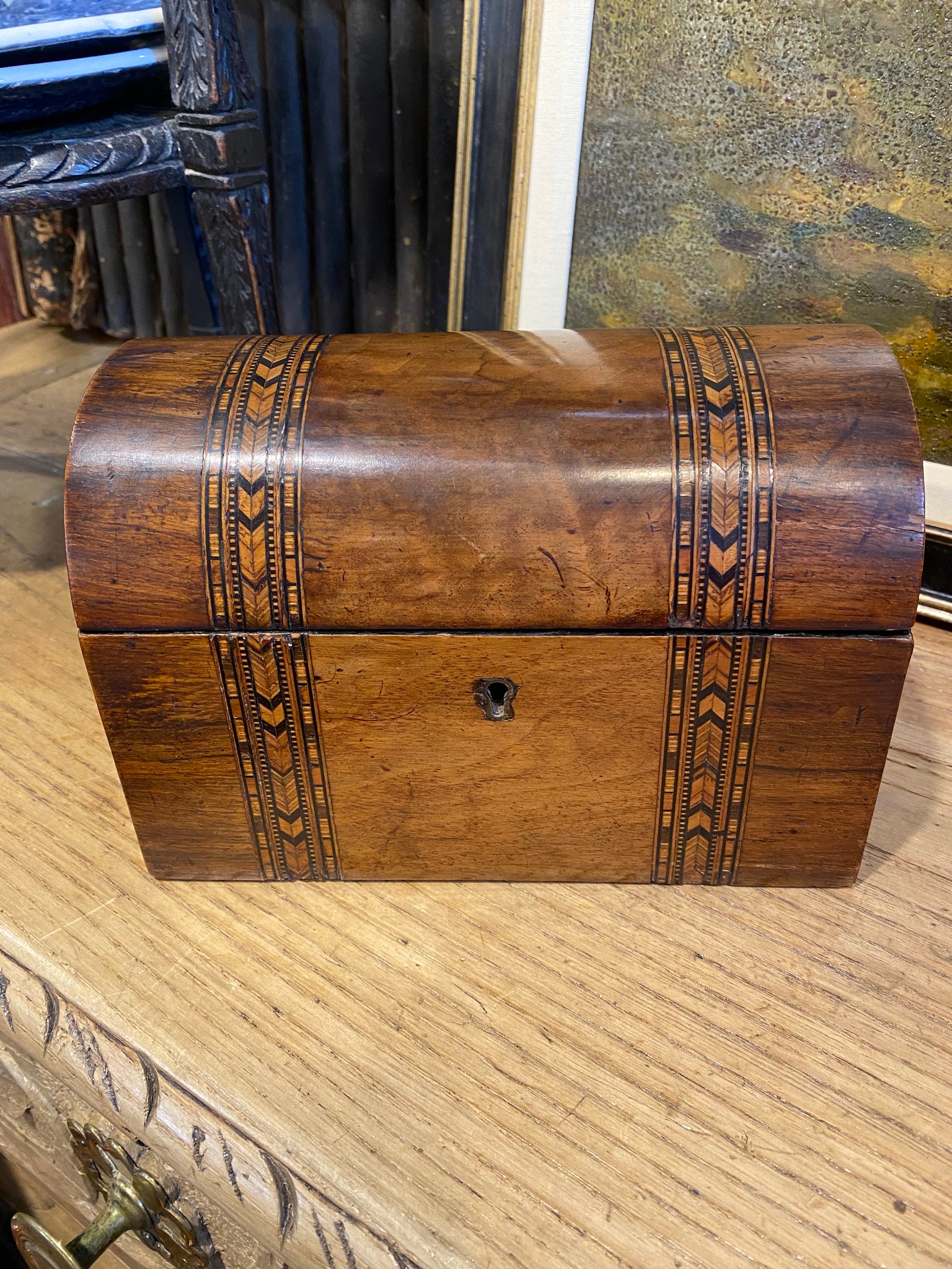 English Inlaid Tea Caddy