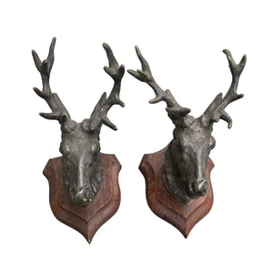 French Stag Plaques, Pair
